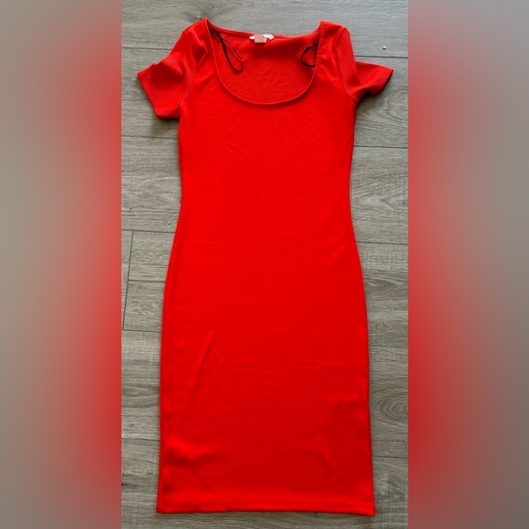 H&M Red Ribbed Bodycon Dress - Picture 4 of 7